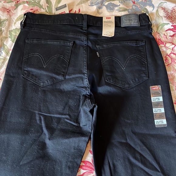 LEVIS Size 14 Long  32"Wx 42"L Dark Black Denim Stretch 5-Pkt MidRise $89 NEW - Picture 9 of 16
